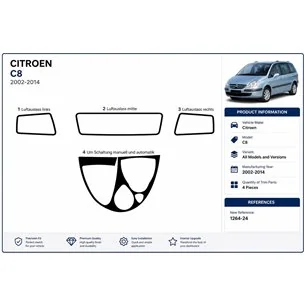Citroen C8 2002+ kit décor tableau de bord 3D, 4 pièces 2