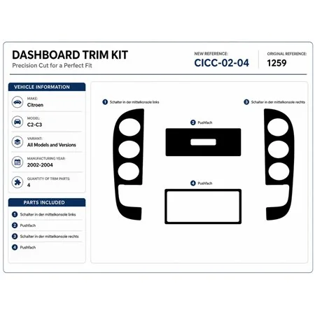Citroen C2-C3 2002-2004 kit décor tableau de bord 3D, 4 pièces