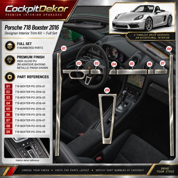 Porsche 718 Boxter 2016 – Designer Trim – Kit intérieur complet