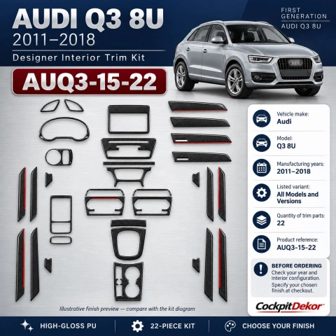 Audi Q3 8U 2011-2018 3D kit décoration intérieure tableau de bord 22 pièces 2
