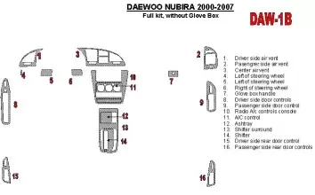 Daewoo Nubira 2000-2007 Ensemble Complet, Sans lueur-boîte BD Kit la décoration du tableau de bord - 1