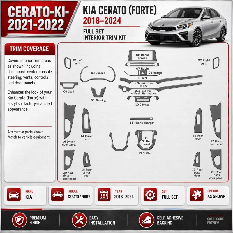 Kia Cerato 2021 2022 – Designer Trim – Kit intérieur complet