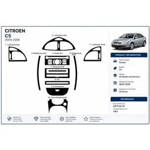 Citroen C5 2004-2008 kit décor tableau de bord 3D, 10 pièces 2