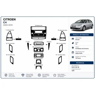 Citroen C4 2004-2010 kit décor tableau de bord 3D, 18 pièces 2