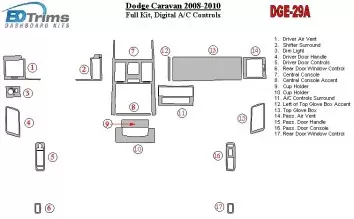 Dodge Caravan 2008-UP Ensemble Complet, Automatic AC Controls BD Décoration de tableau de bord