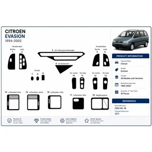 Citroen Evasion 1994-2002 kit décor tableau de bord 3D, 18 pièces 2