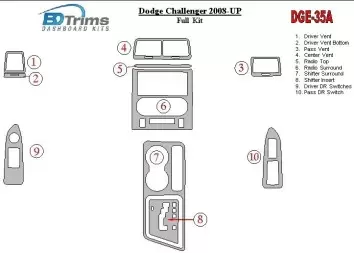 Dodge Challenger 2008-UP Ensemble Complet BD Kit la décoration du tableau de bord - 1 - habillage decor de tableau de bord