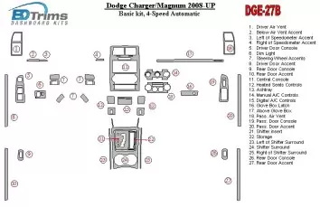 Dodge Charger 2008-UP Paquet de base BD Décoration de tableau de bord