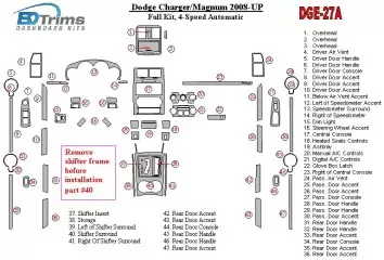 Dodge Charger 2008-UP Ensemble Complet BD Décoration de tableau de bord
