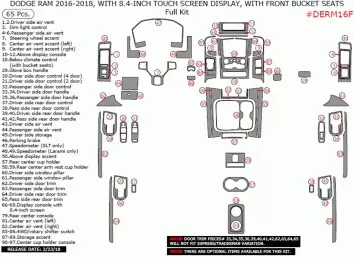 Dodge Ram 2016-2018 Kit la décoration du tableau de bord touch Screen Display, Avec Front Bucket Seats, 65 Pcs. - 2 - habillage 