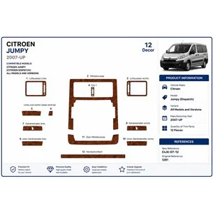 Citroen Jumpy 2007+ kit décor tableau de bord 3D, 12 pièces 2