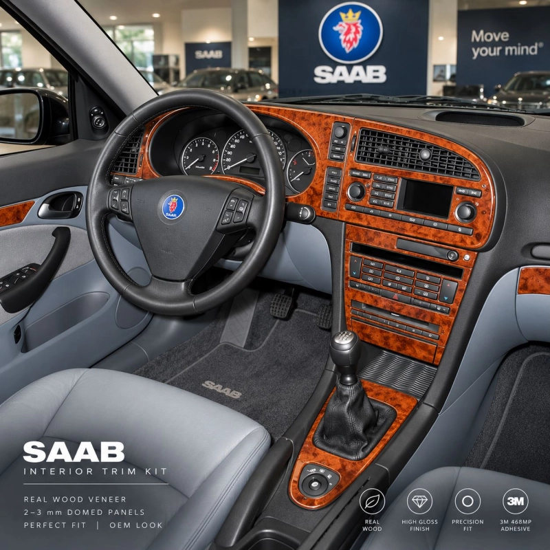 Saab 9-3 2003-2006 boîte manuelle boîte, sans Infotainment Center kit décoration intérieure tableau de bord
