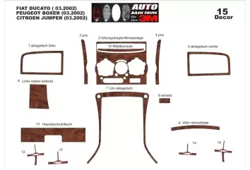 Fiat Ducato 02-06 Kit la décoration du tableau de bord 15-Pièce - 2 - habillage decor de tableau de bord