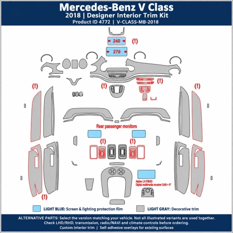 Mercedes-Benz V Class 2018 – Designer Trim – Kit intérieur complet