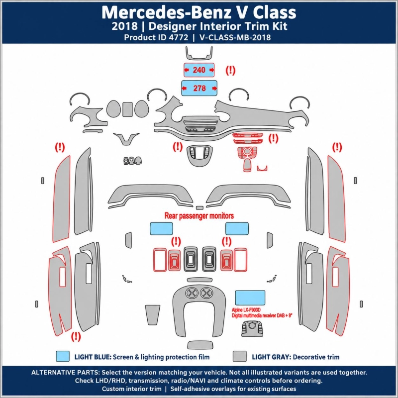 Mercedes-Benz V Class 2018 – Designer Trim – Kit intérieur complet