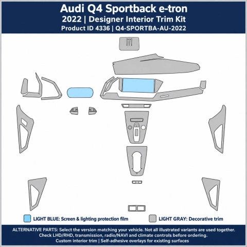 Audi Q4 Sportback E Tron 2022 – Designer Trim – Kit intérieur complet
