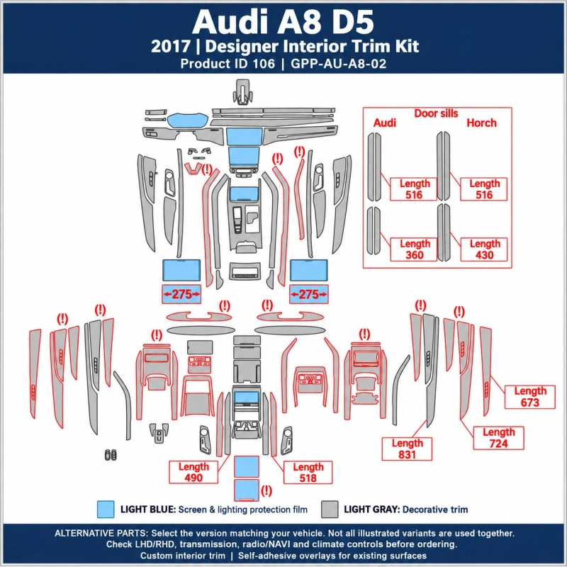 Audi A8 D5 2017 – Designer Trim – Kit intérieur complet