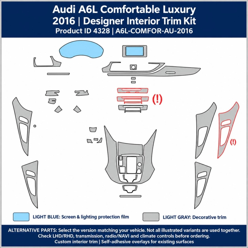 Audi A6l Comfortable Luxery 2016 – Designer Trim – Kit intérieur complet