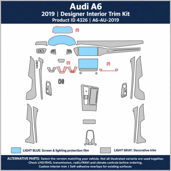 Audi A6 2019 – Designer Trim – Kit intérieur complet