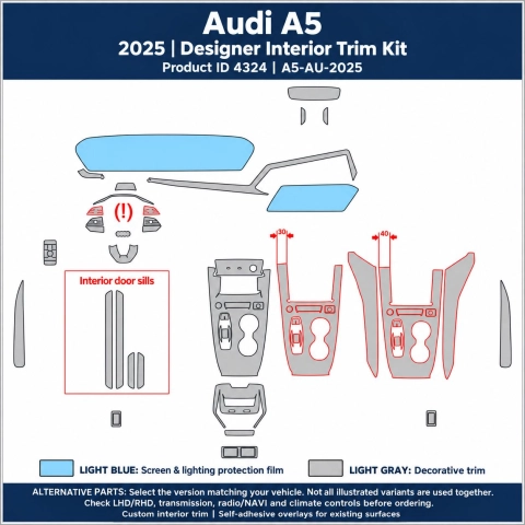 Audi A5 2025 – Designer Trim – Kit intérieur complet