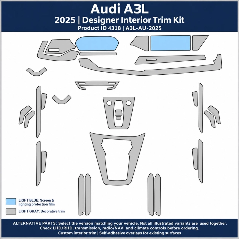 Audi A3l 2025 – Designer Trim – Kit intérieur complet