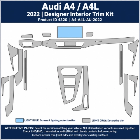 Audi A4 A4l 2022 – Designer Trim – Kit intérieur complet