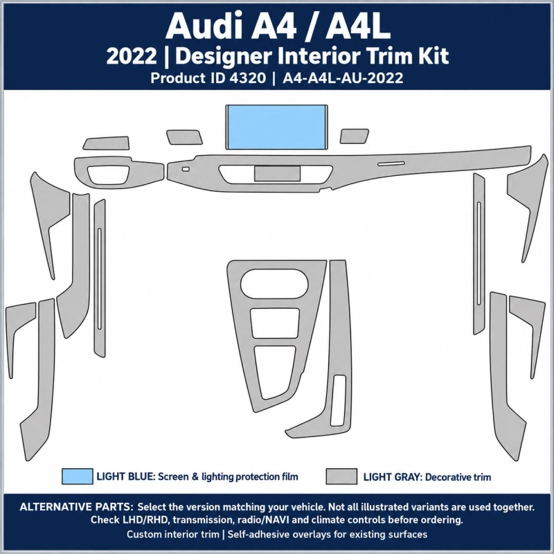 Audi A4 A4l 2022 – Designer Trim – Kit intérieur complet