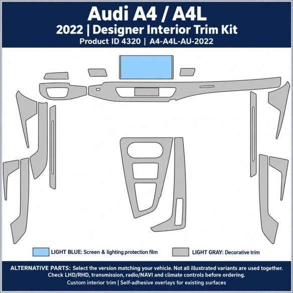 Audi A4 A4l 2022 – Designer Trim – Kit intérieur complet