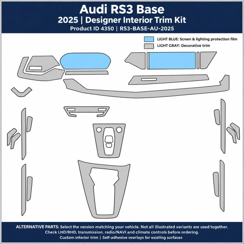 Audi Rs3 Base 2025 – Designer Trim – Kit intérieur complet