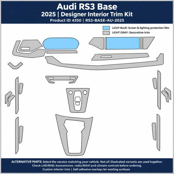 Audi Rs3 Base 2025 – Designer Trim – Kit intérieur complet