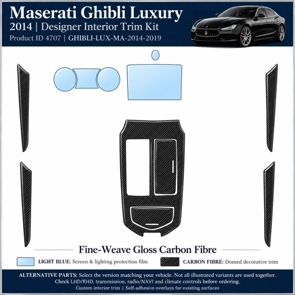 Maserati Ghibli Luxury 2014 2019 – Designer Trim – Kit intérieur complet