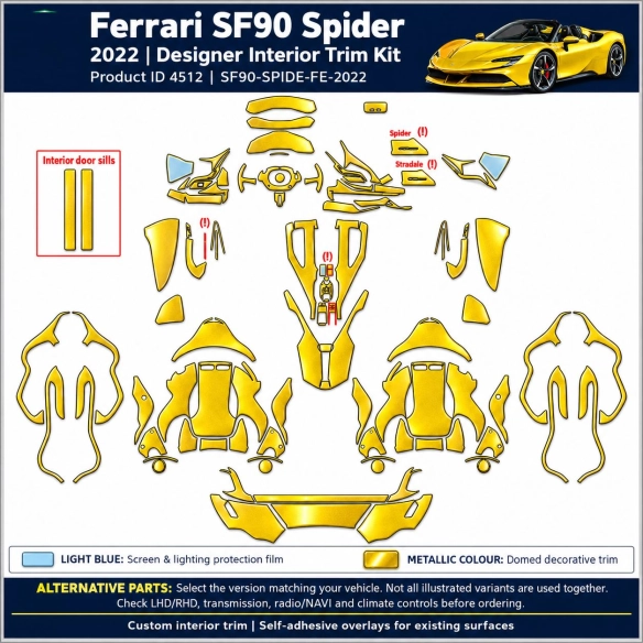 Ferrari Sf90 Spider 2022 – Designer Trim – Kit intérieur complet
