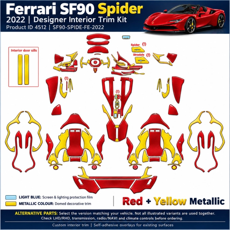 Ferrari Sf90 Spider 2022 – Designer Trim – Kit intérieur complet