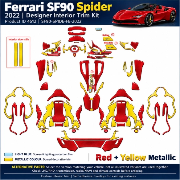 Ferrari Sf90 Spider 2022 – Designer Trim – Kit intérieur complet