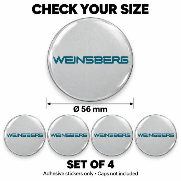 Autocollants bombés Weinsberg pour centres de roue – 56 mm – Lot de 4