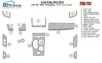 Ford Edge 2011-UP Ensemble Complet, Avec NAVI, Avec Sony Radio BD Kit la décoration du tableau de bord - 1 - habillage decor de 