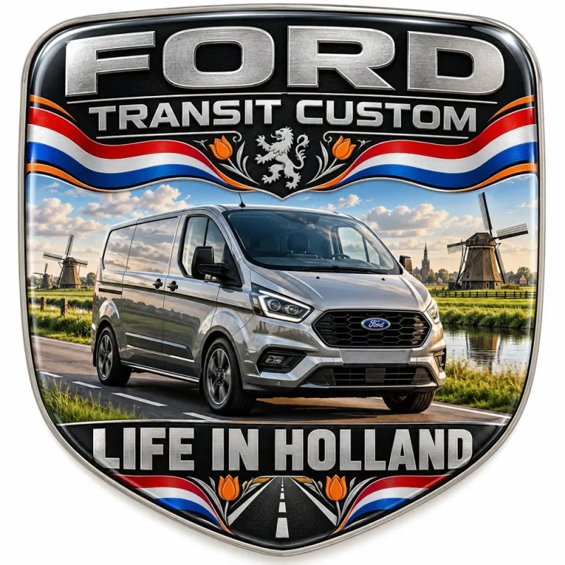 Écusson 3D arrière et ailes pour Ford Transit Custom – Pays-Bas – 90 mm