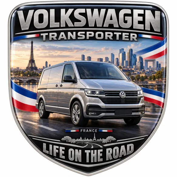 Écusson 3D arrière et ailes pour Volkswagen Transporter – France – 90 mm