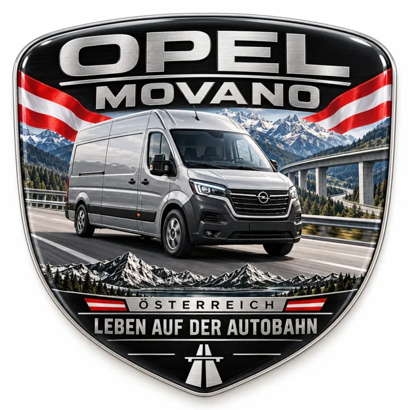 Écusson 3D arrière et ailes pour Opel Movano – Autriche – 90 mm