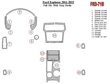 Ford Explorer 2011-UP Ensemble Complet, Avec Sony Radio BD Kit la décoration du tableau de bord - 1