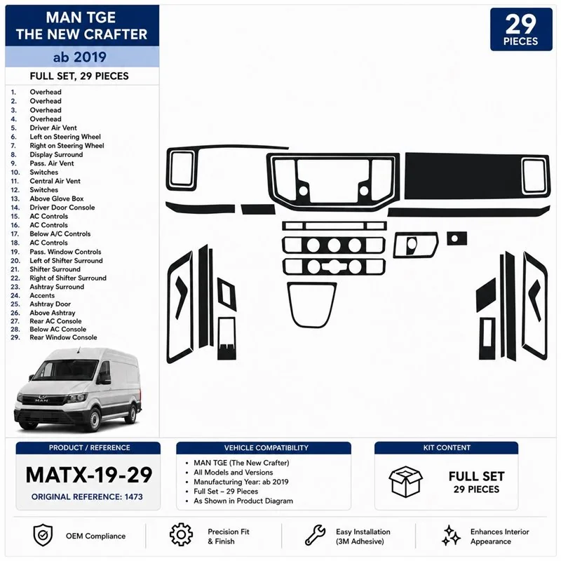 MAN TGE 2019 kit décor tableau de bord 3D, 29 pièces