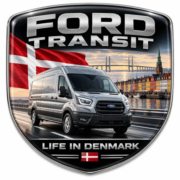 Écusson 3D arrière et ailes pour Ford Transit – Danemark – 90 mm