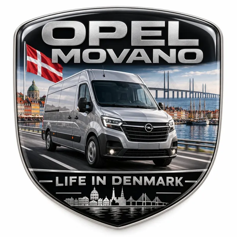 Écusson 3D arrière et ailes pour Opel Movano – Danemark – 90 mm