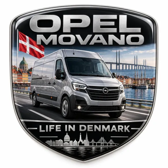 Écusson 3D arrière et ailes pour Opel Movano – Danemark – 90 mm