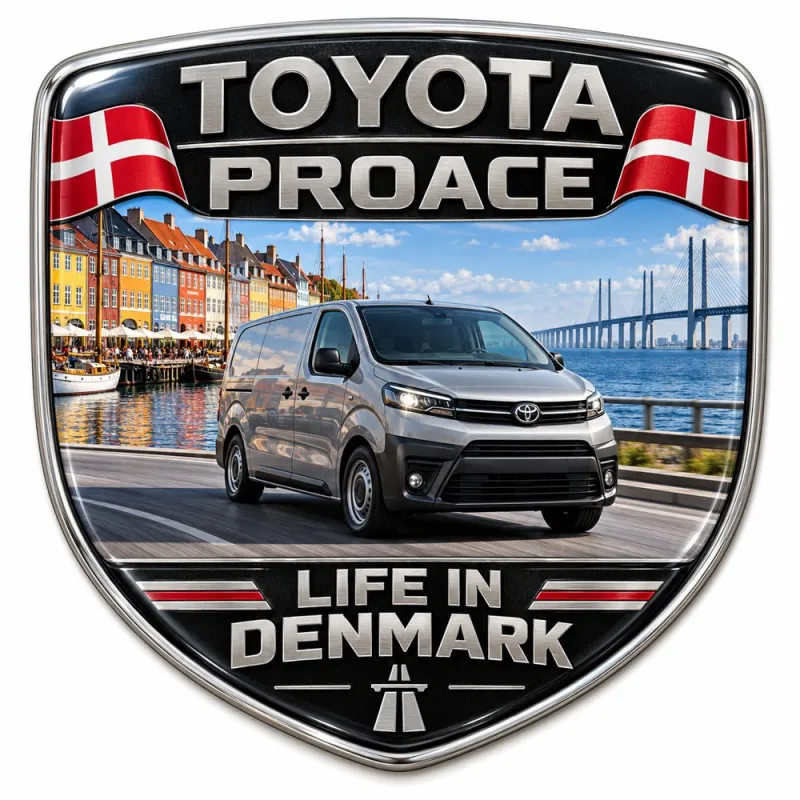 Écusson 3D arrière et ailes pour Toyota Proace – Danemark – 90 mm