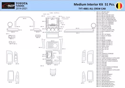 Toyota Tundra 2014-2021 Kit la décoration du tableau de bord 51 Pièce - 1 - habillage decor de tableau de bord