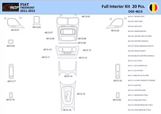 Fiat Freemont 2011-2015 Kit la décoration du tableau de bord 20 Pièce - 1 - habillage decor de tableau de bord