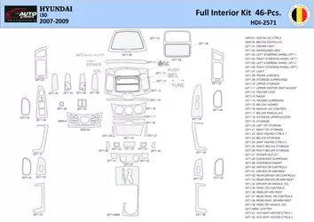 Hyundai-i30 2007-2009 Kit la décoration du tableau de bord 46 Pièce - 1 - habillage decor de tableau de bord