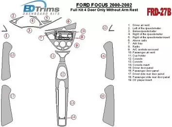 Ford Focus 2000-2002 Ensemble Complet, Sans Armrest, 4 Des portes, 18 Parts set BD Kit la décoration du tableau de bord - 1 - ha