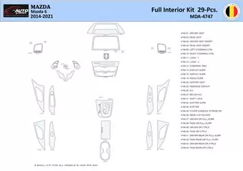 Mazda 6-2014-2021 Kit la décoration du tableau de bord 29 Pièce - 1 - habillage decor de tableau de bord